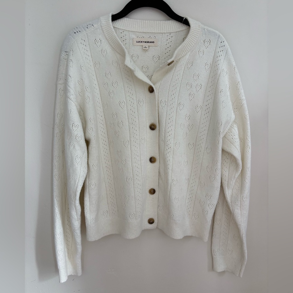 Lucky Brand Women's Cream Button-Up Cardigan